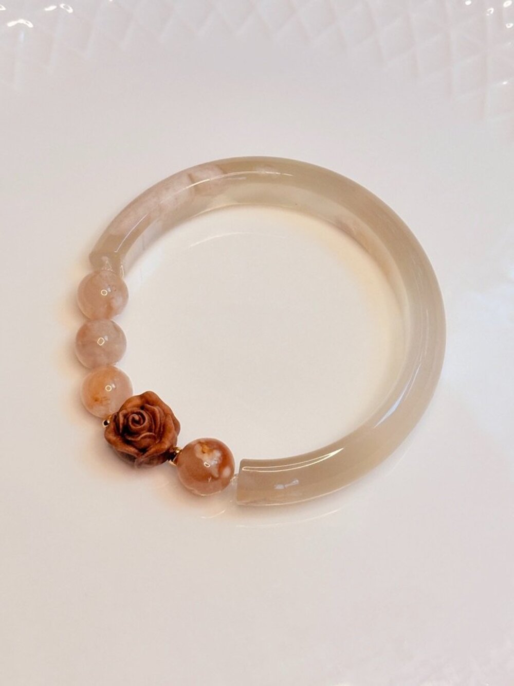 The Scene Stealer | Handmade Blossom Agate Half Cuff Bracelet